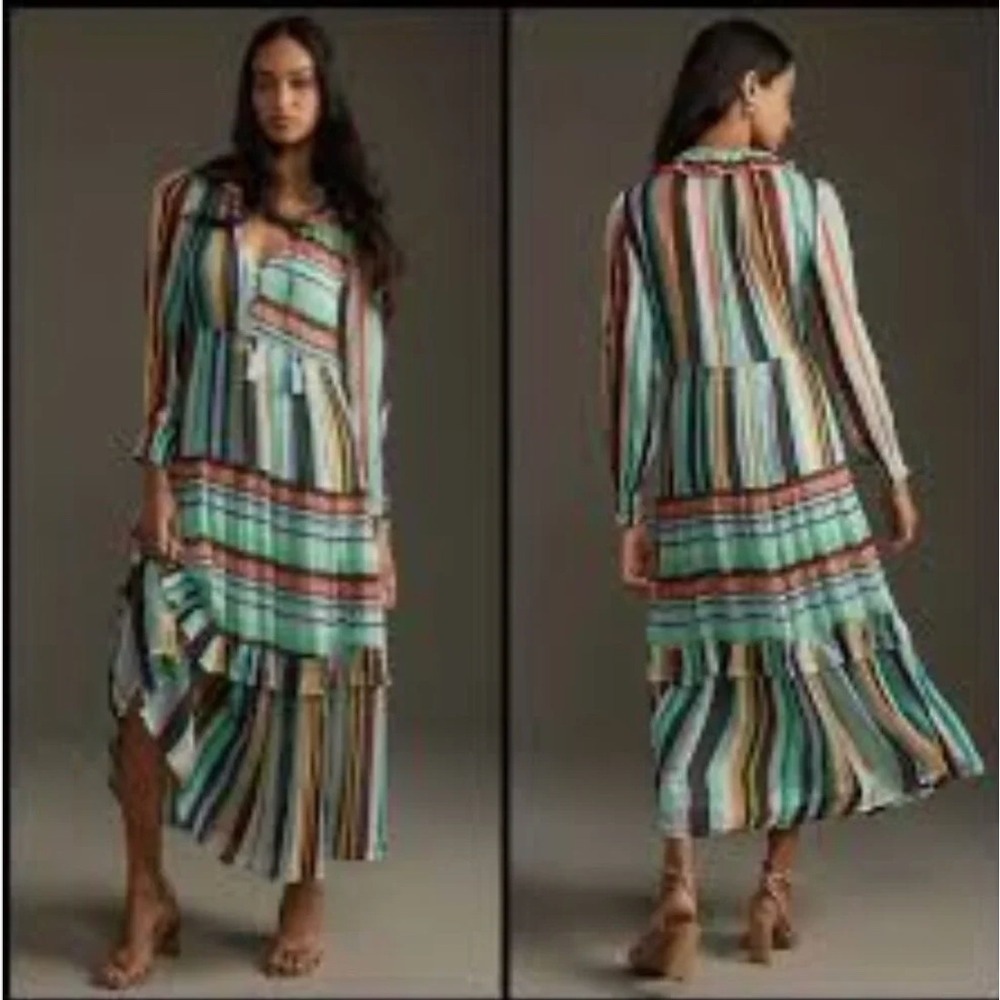 Striped Multi-Color Long Sleeve Maxi Dress